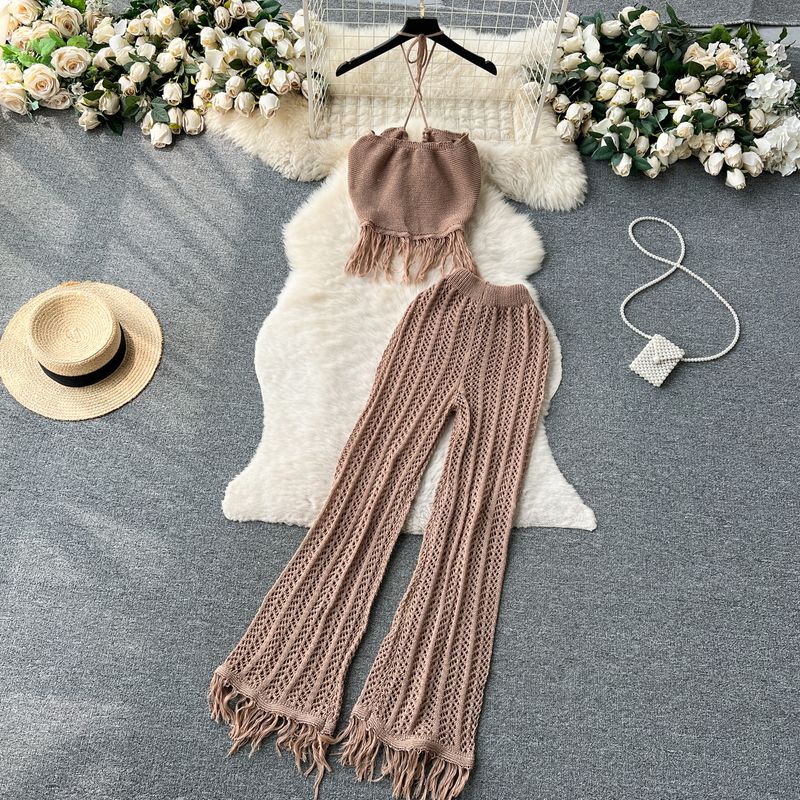 Bohemia Seaside Vacation Tassel Hollow-out Halter