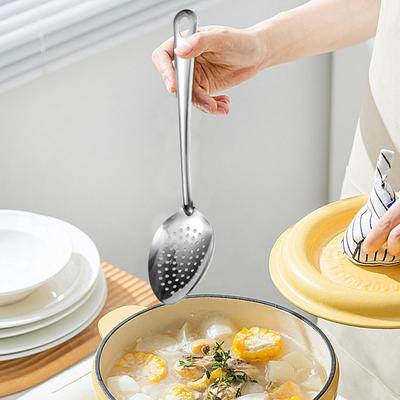 Nouvelle Cuillère Percée en Métal Cuillères Percées en Acier Inoxydable Pour la Cuisine Ustensile Antiadhésif Écumoire Spatule Outils Pour Égoutter Mélanger
