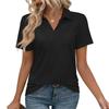 Women’s Short Sleeve Polo Collar V Neck Casual Loose Fit Basic T Shirt Soft Lightweight Top for Daily Wear Work School