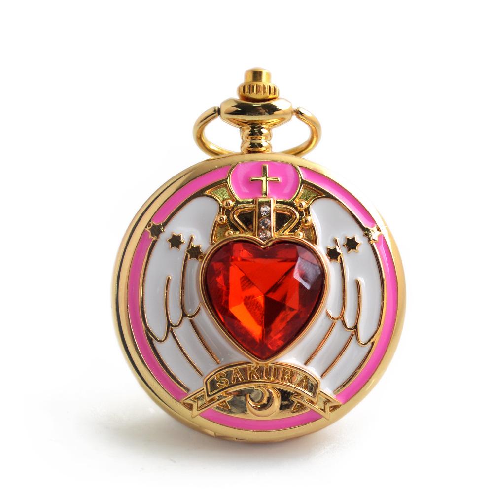 Cartoon Anime Sakura Taschenuhr Damen Quarzuhren Anhänger Zubehör