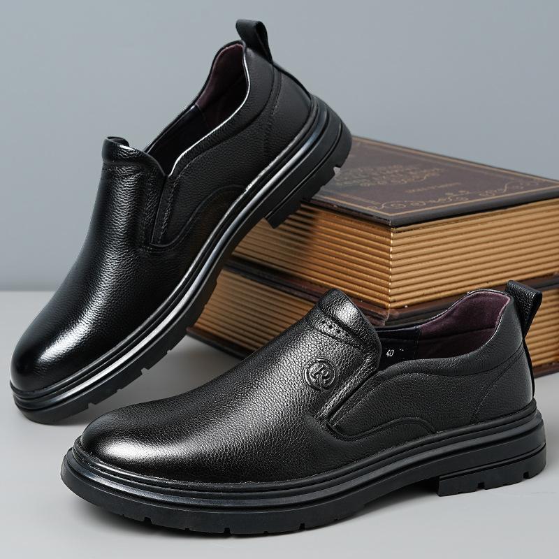 Модная мужская осенне-зимняя новая кожаная обувь на мягкой подошве — фото 4