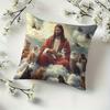 1Pc Jesus And Cats Pillow Cover, 2D Double-Sided Polyester Cushion Case, Religious Cat Lover Decor Pillowcase, Gift For Christia