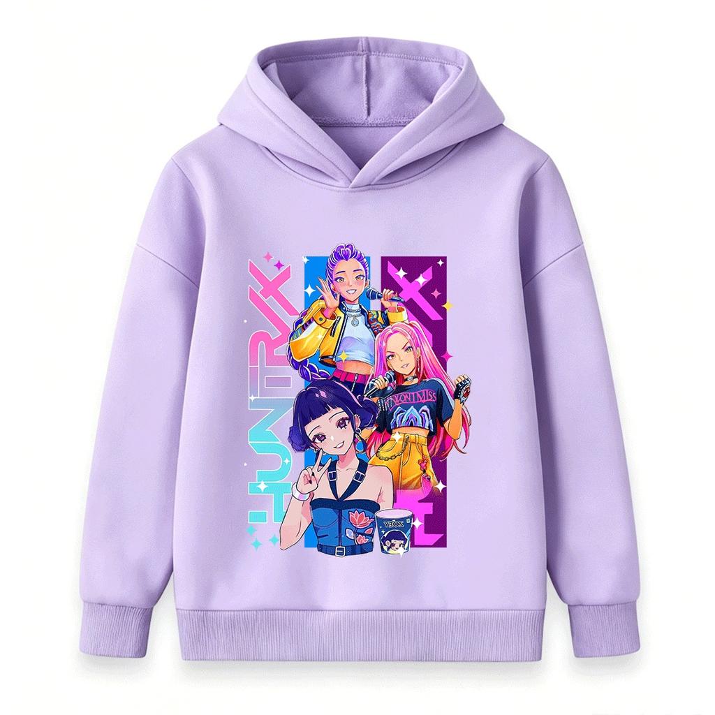 Kids Boys Girls Hoodie Sweatshirt Cute Anime Pop Music Group Print Long Sleeve Casual Pullover Top for School Daily Wear