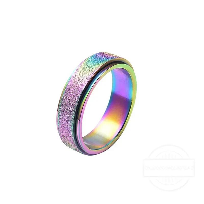 6mm Anxiety Fidget Spinner Rings for Men Smooth Stainless Steel Spinning Rotating Ring for Women Anti Stress Jewelry Gift