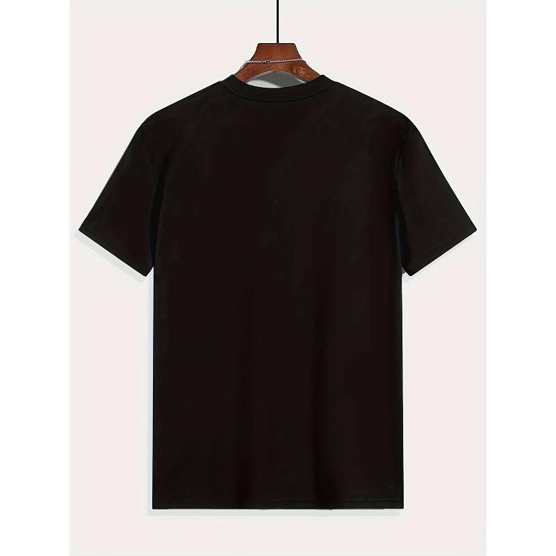 Light 3D Print Men'S Comfortable T-Shirt with Letter Pattern for Summer Short Sleeves