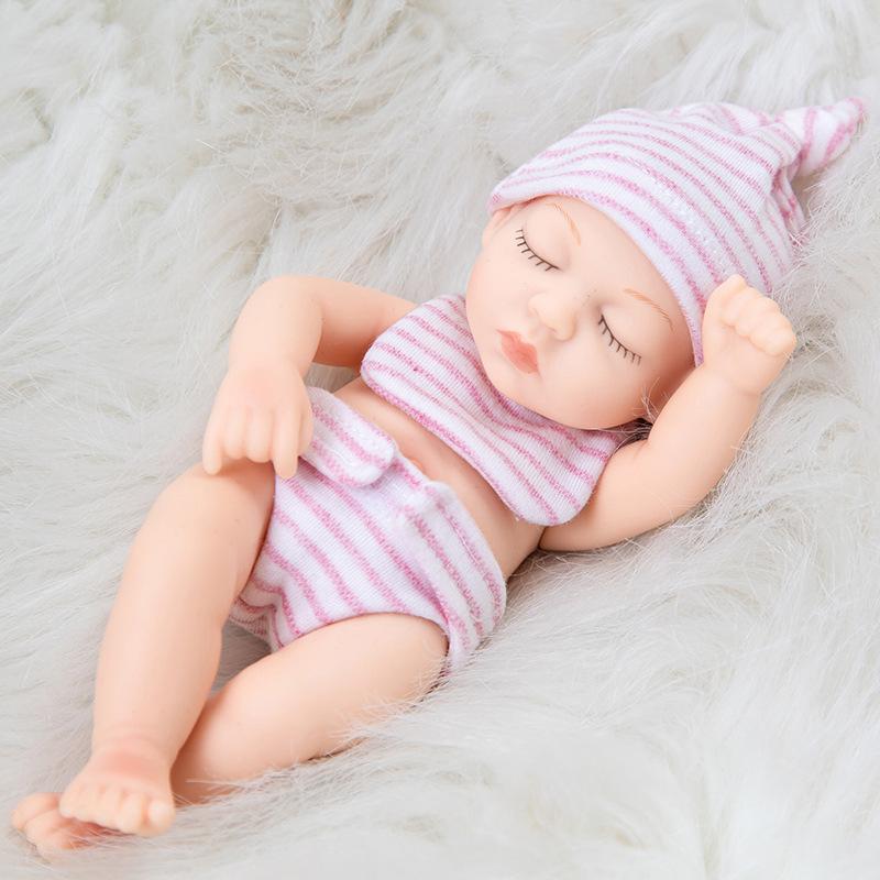 7-inch Simulation Reborn Doll Sleeping with Eyes Closed Palm Dolls Soft and Pinchable Waterproof Vinyl Beibei Doll Cute Mini Girl's Birthday Gift