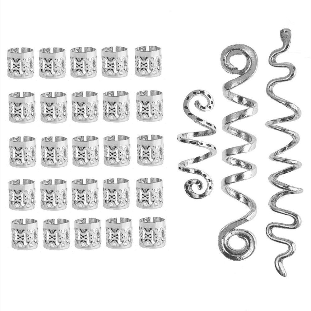 28pcs/set Golden Hair Ring Clips Zinc Zinc Alloy Hair Charms Fasion Dirty Braid Hair Buckles  Party