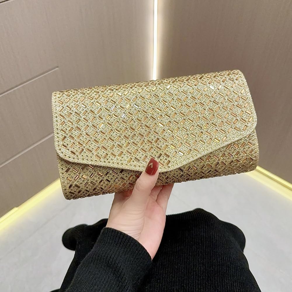 GRAXIA Cabaret Clutch Bag for Women, Party Bag, Wedding, Reception, Luxurious Beads, Gold