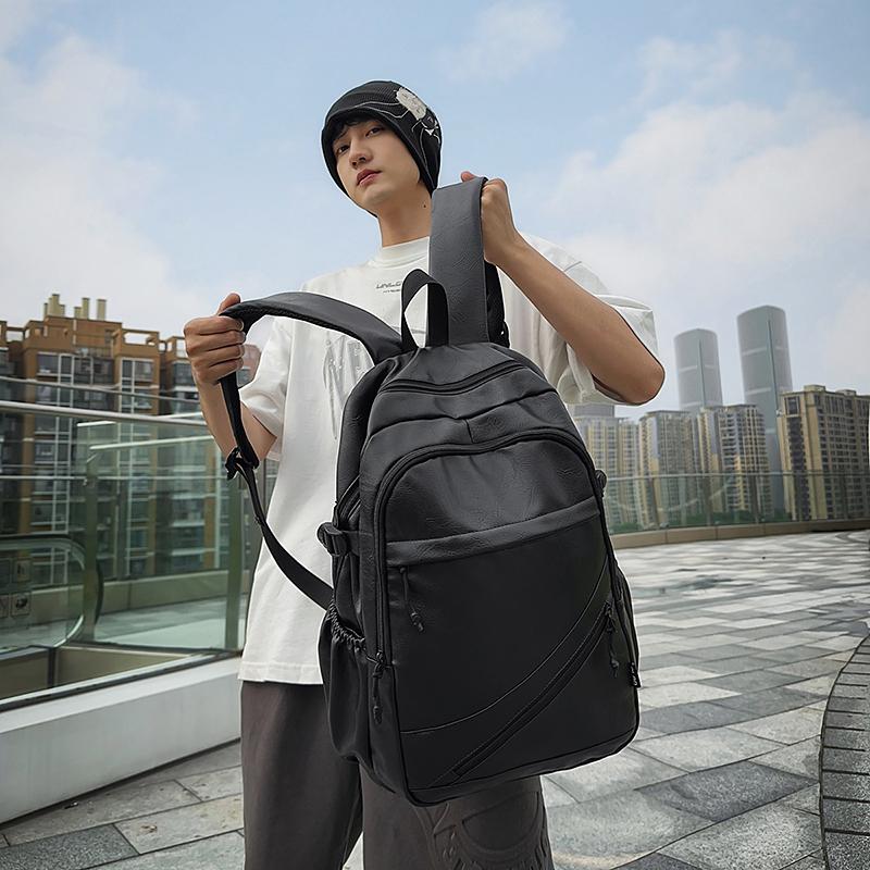Business Men's PU Backpack Computer Backpack Student Large Capacity Schoolbag