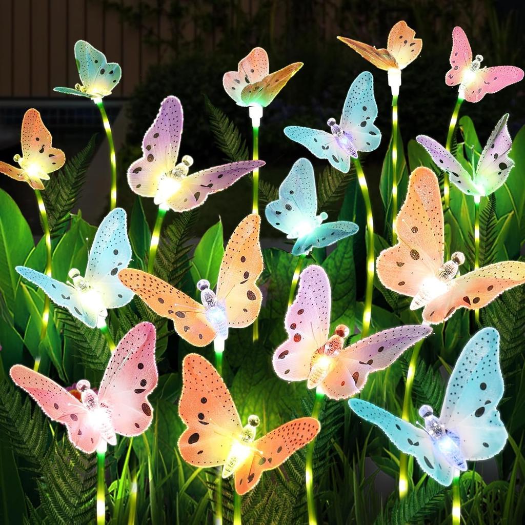 Solar Christmas Tree Garden Lights Outdoor Waterproof New Upgraded Solar Flower Lights 7 Color Changing for Yard Pathway Outside Decorative Gifts for
