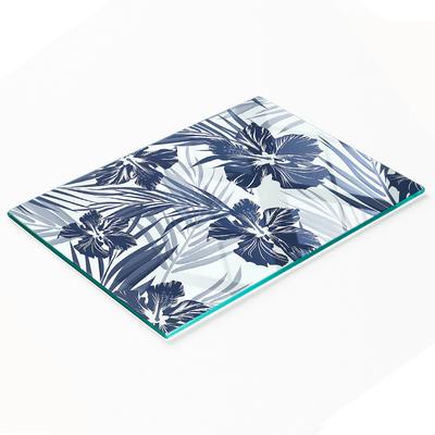 Deska Kuchenna Szklana Do Serwowania Z Grafiką Kwiaty Tropikalne 80X52 Cm