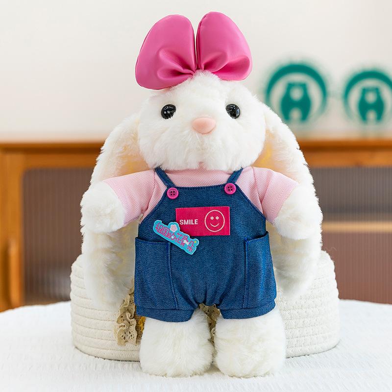 New dress bunny plush toy cartoon overalls long-eared rabbit doll soothing doll