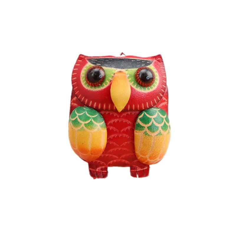 First Layer Cowhide Creative Keychain Owl Pendant Bag Pendant Colorful Owl Mini Keychain Pendant