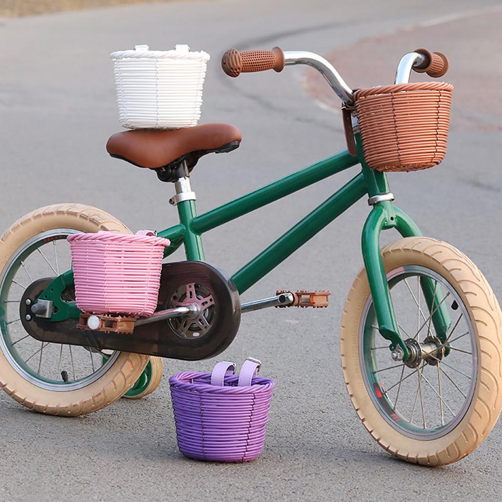 Biciclette per Bambini Cesto Nastri Campanelli Bici con Adesivo Manubrio Anteriore Staccabile Cesto Bici Decorazione Resistente