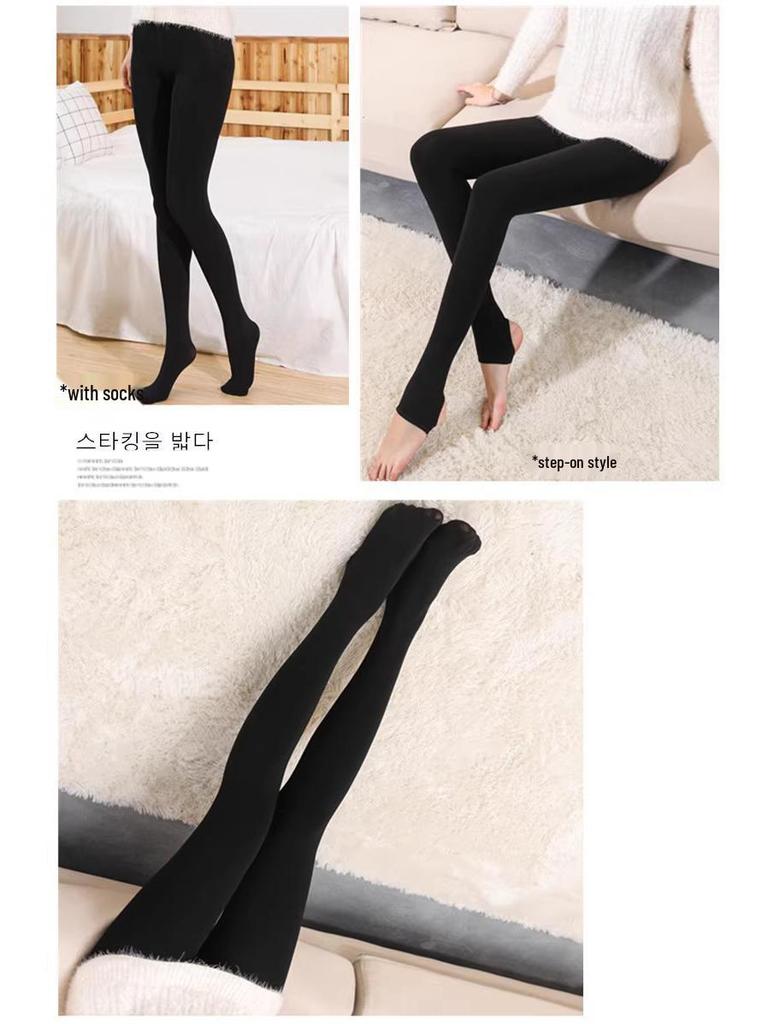 Matte Slimming Leggings & Anti-Snag Stockings: Abdominal Control, Inner/Outer Wear, Flesh-Colored, Black