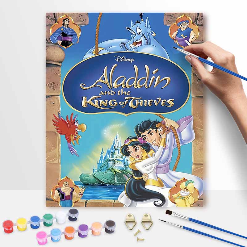 Disney oil painting handmade diy Aladdin and the King of Thieves gifts home decorations 20x30cm