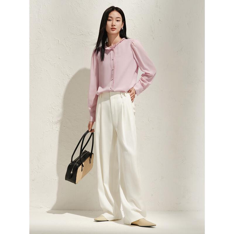 Women s Elegant Petal Collar Chiffon Blouse L