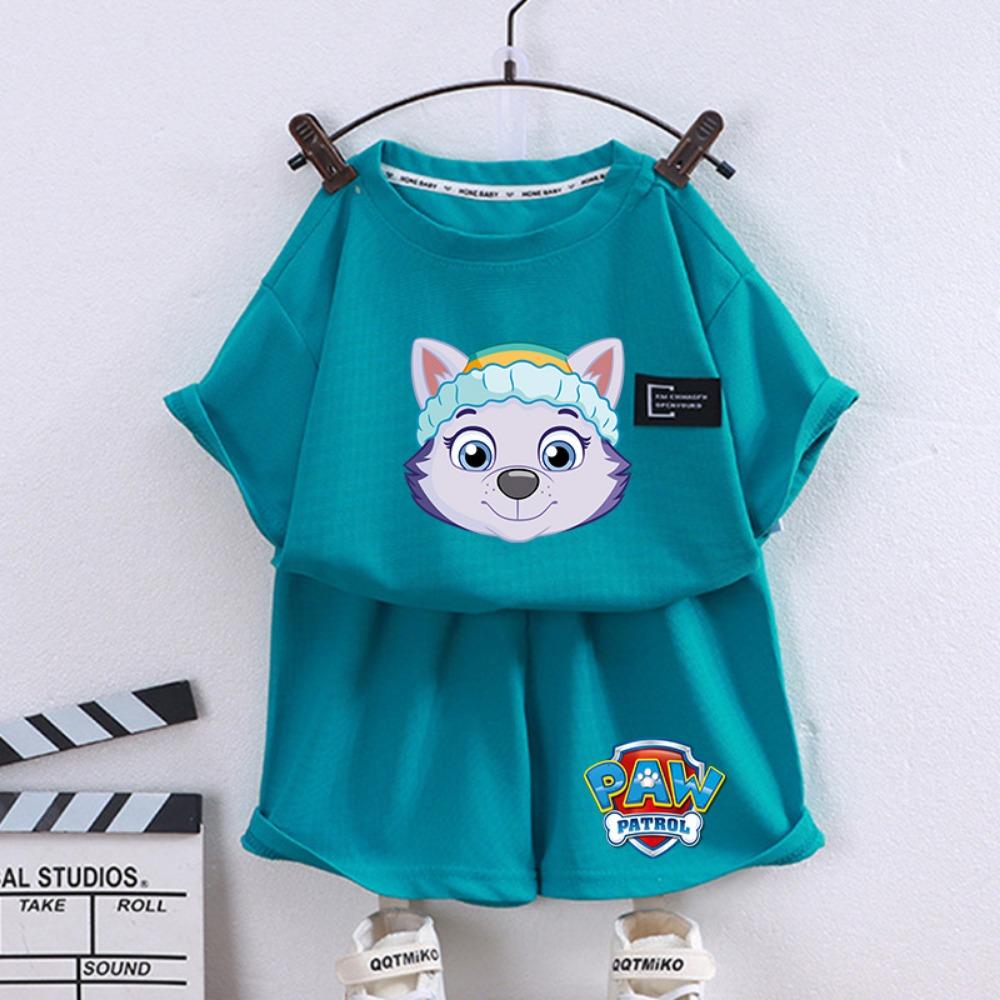 Paw Patrols Series Shorts Set Summer Cartoon Short Sleeve  for Boy Casual Tracksuit Birthday Gifts