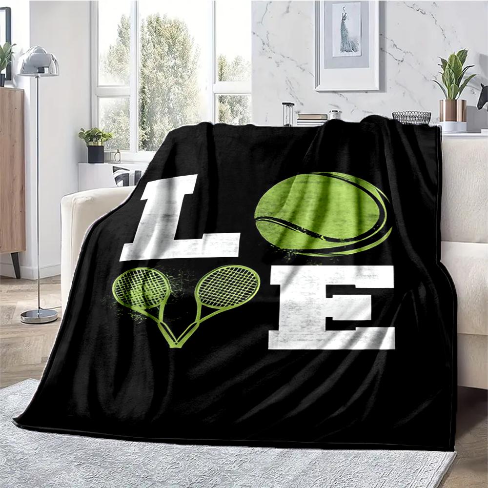 Tennis Theme Printed Blanket - Perfect for Couch, Bed, Travel & Outdoor Use | Machine Washable, Cozy & Durable.