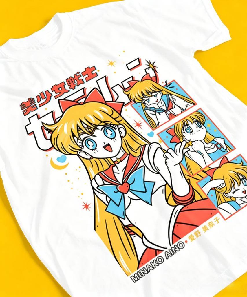 Summer 2026 Sailor Moon Doge Comic Wind Sweet Cool Theme 100 Cotton Printed Loose Tshirt Male and Female Parentchild Top
