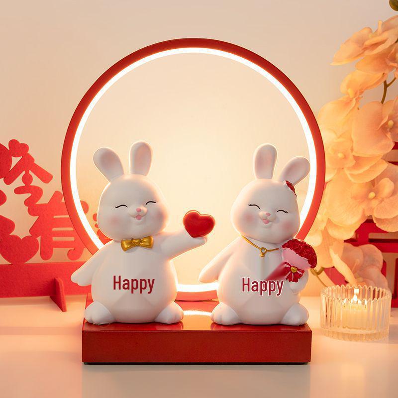 Creative Rabbit Figurine: Festive Newlywed Gift & Decoration for Couples