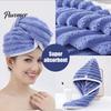 Super Absorbent Hair Turban for Wet Microfiber Wrap with Button, Women Quick Dry Anti-Frizz Drying Non Slip Turban, Soft Towel Long Thick Curly