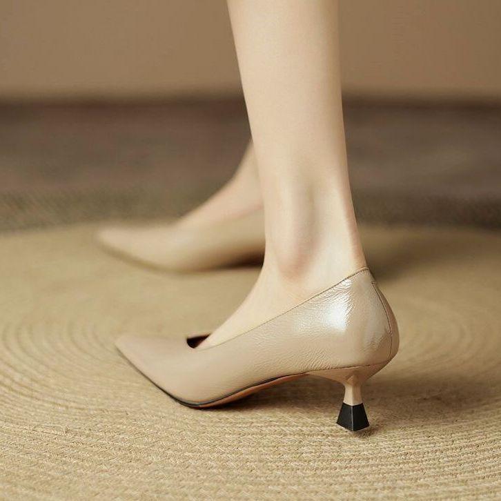 Fashion commuter comfortable thin heel single shoes women's spring summer new French temperament pointed head shallow mouth versatile single shoes
