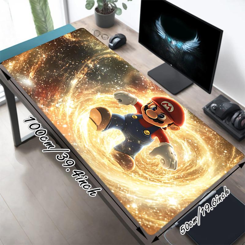 1Pc Mario Space Gaming Mouse Pad Keyboard Desk Mat Non-slip Rubber Lock Edge Waterproof Computer Mousepad for Office Home Decor Y184