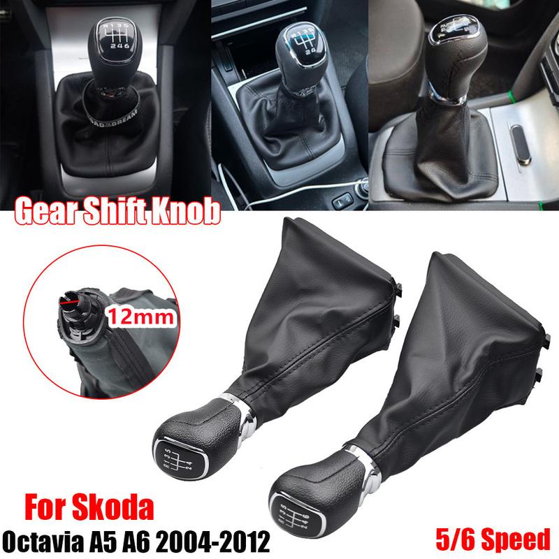 5/6 Speed Manual Gear Shift Knob Gaiter Boot Cover Lever For Skoda Octavia A5 A6 2004 2005 2006 2007 2008 2009 2010 2011 2012