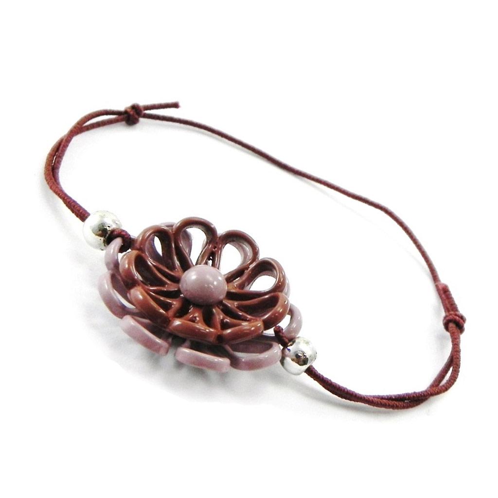 NOA [I4886] - Bracelet Créateur 'Marguerite' marron