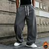 Men's Oversized Straight Leg Lined Sweatpants with Drapey Fit for Athletic Casual Wear