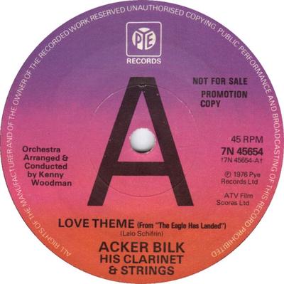 7inch Record ACKER BILK HIS CLARINET & STRINGS - Love Theme (From "The Eagle Has Lan 7N45654PROMO Pye Records 1977 UK Jazz Used
