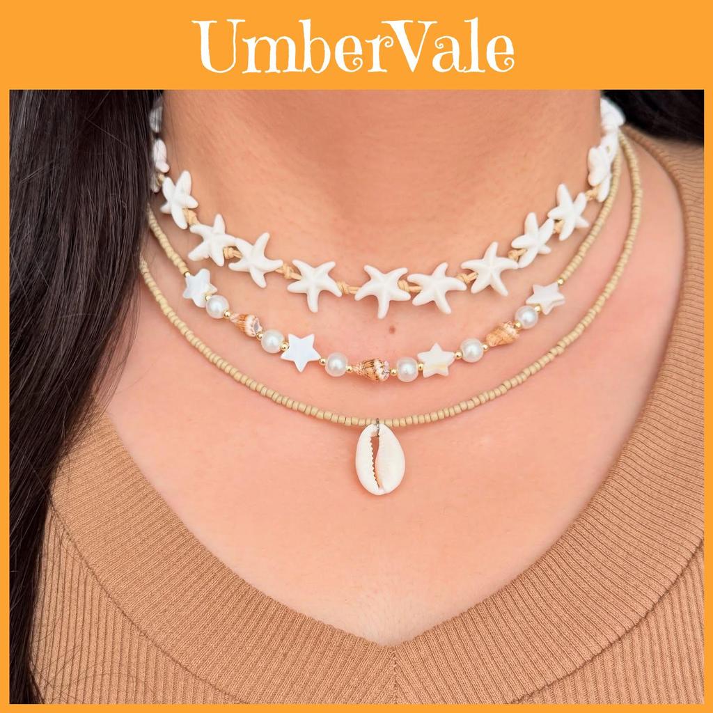 Shell Beaded Necklace With Pearl Layered Design For Women Summer