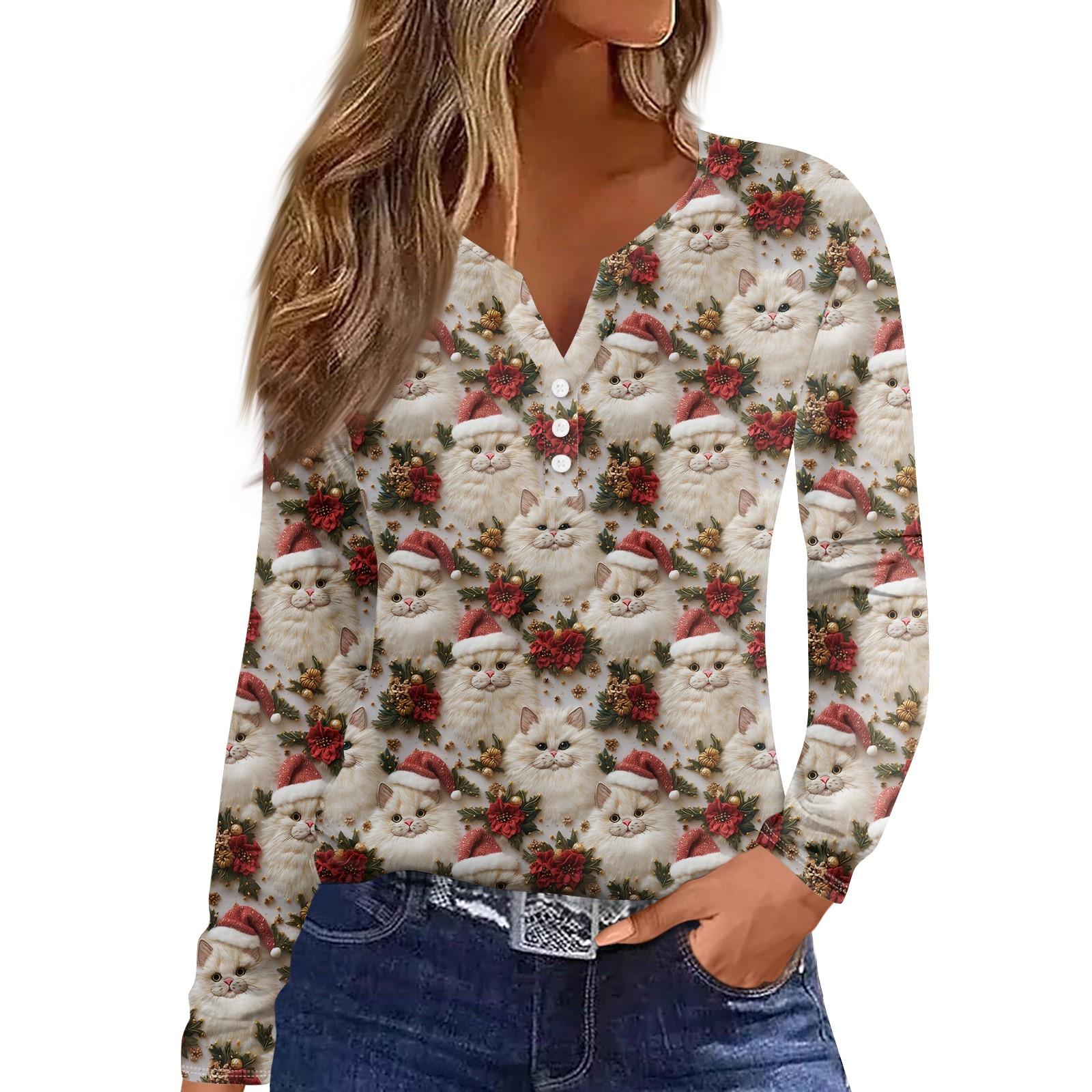 

Жен. Футболка Футболка Пуговицы Цветочный принт Длинный рукав Повседневные Выходные Мода Классический Классический V-образный вырез Обычный Топ XXL