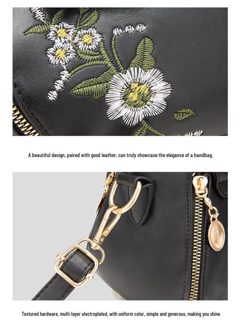 Embroidery Handbag: 2022 New Fashionable PU Leather Single Shoulder Crossbody Bag for Women