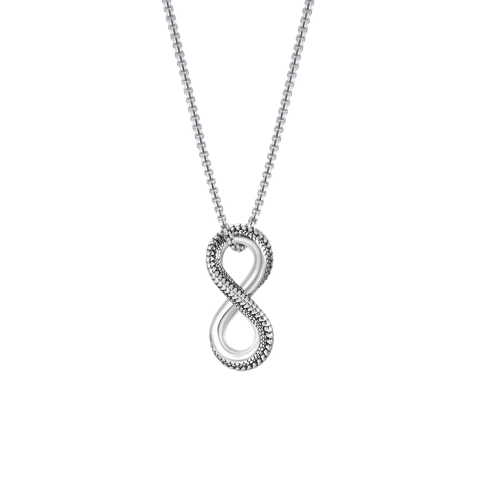 

Vnox Винтажный цвет Подвеска-ожерелье с символом бесконечности и змеиным узором Персонализированное животное-воротник в форме восьмерки Ювелирные изделия 70cm