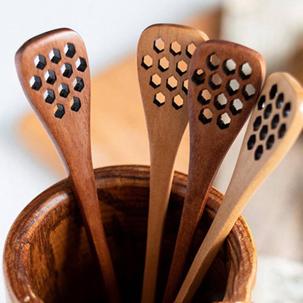 Home Comb Wooden Handmade Long Handle Saver Mixing Stick Spoon Honey Dipper Stirrer