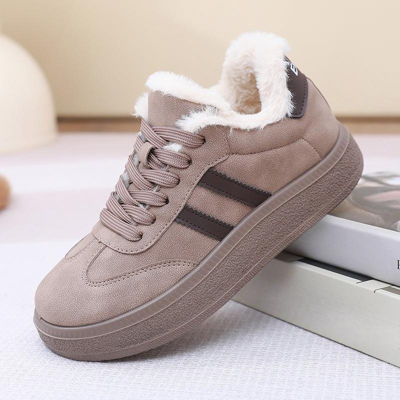 Fleecové dámské boty, Boty na desce se silnou podrážkou, Univerzální bavlněné boty, Retro sportovní ležérní teplé boty