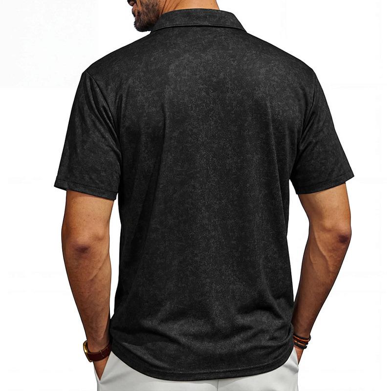 Men’s Washed Short‑Sleeve Polo Shirt, Classic Lapel Collar with Chest Pocket, Soft Breathable Fabric, Relaxed‑Fit Business Casual Daily Top