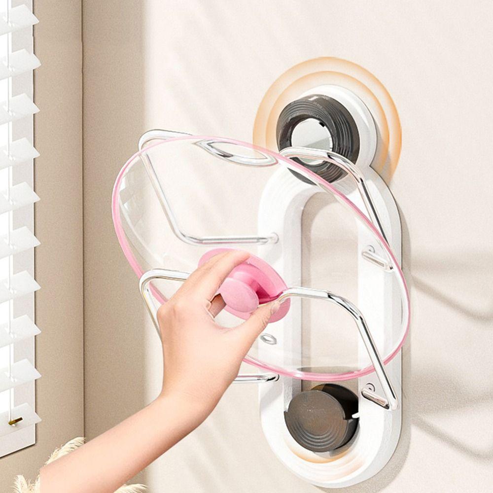 Space Saving Suction Cup Pot Lid Rack Wall Mounted Chopping Board Rack Kitchen
