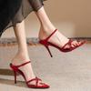 Versatile cross strap stiletto open-toed sandals 2025 summer new niche Internet celebrity pointed temperament sandals women