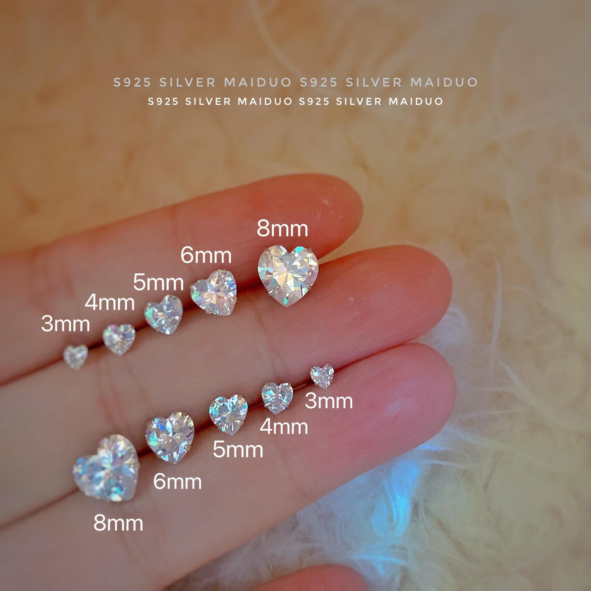 Beixi Silver Heart Zircon Stud Earrings - Elegant s925 Sterling Silver, Fashionable and Simple. 925 Silver