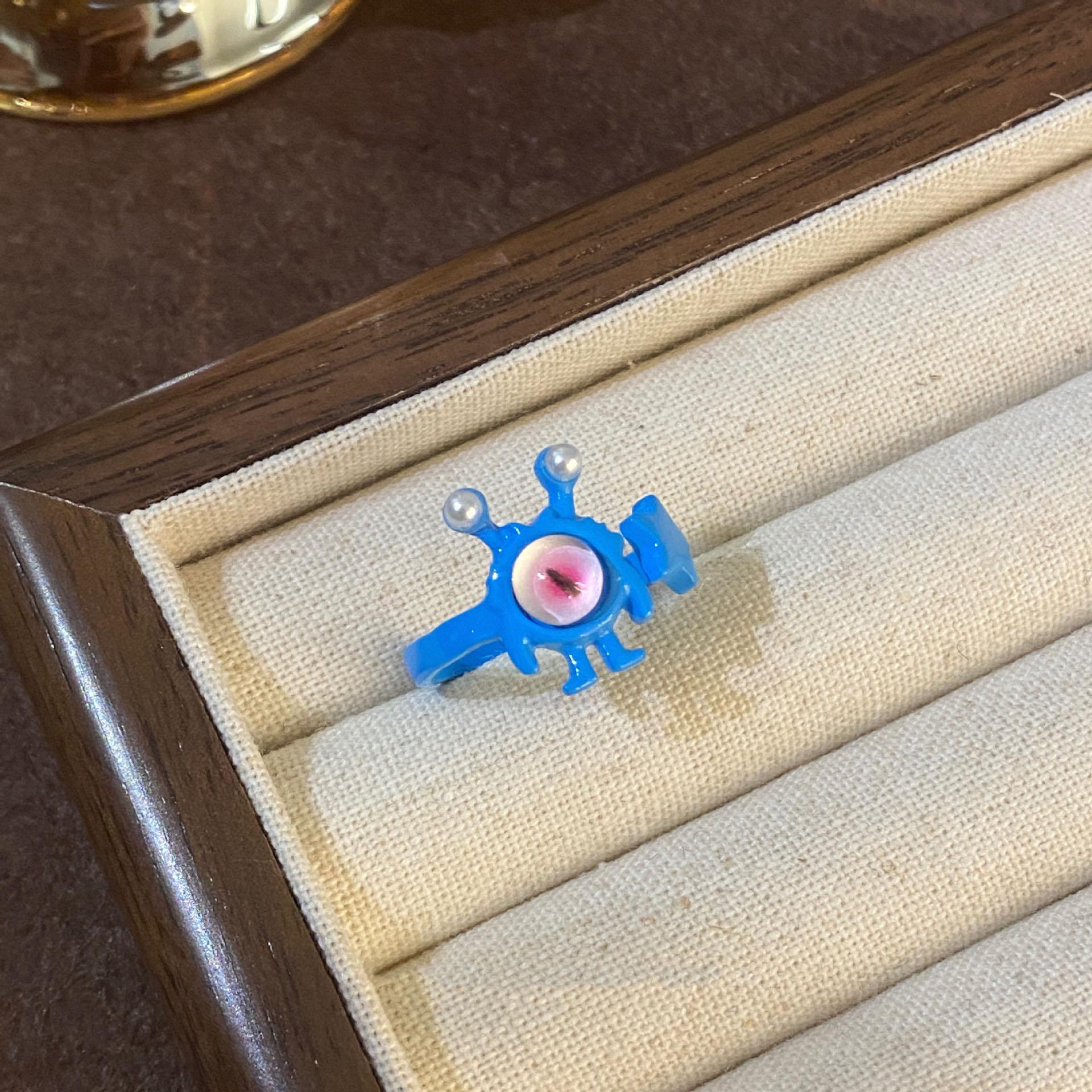 

Новый нишевый дизайн мультяшный монстр глаз кольцо дети весело открывающееся регулируемое кольцо тренд ювелирные изделия аксессуары