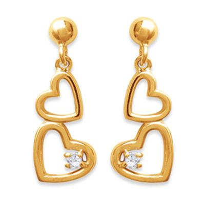 [F1325] - Gold Plated Earrings 'Mélodie d'Amour' White Gold - 22x8 Mm