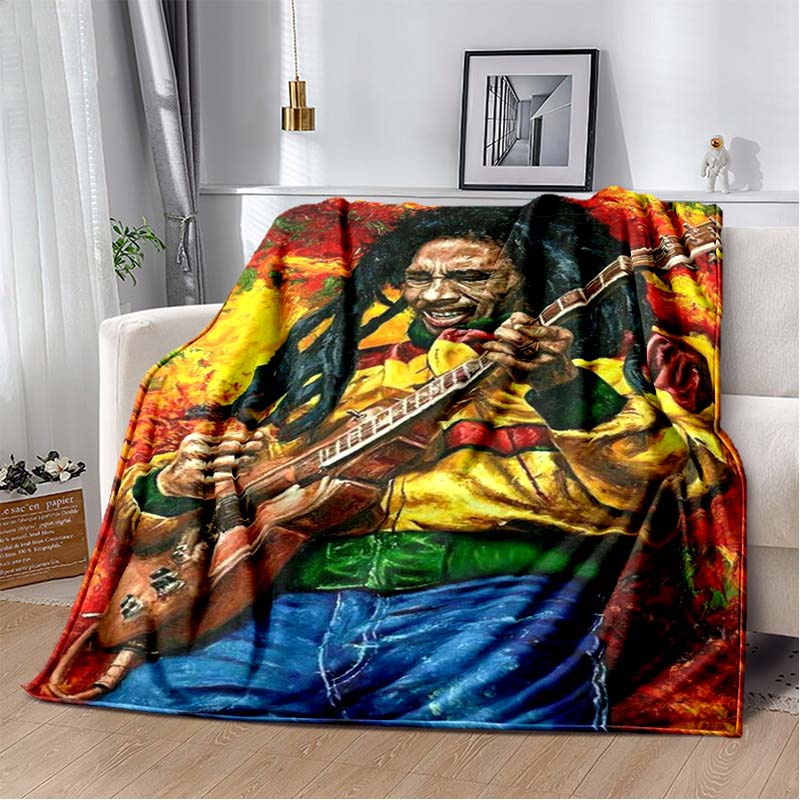 Bob Marley Album Blanket Reggae Music Jamaican Style Soft Flannel Blanket Home Sofa Bed Cover Warm Travel Christmas Gift Blanket