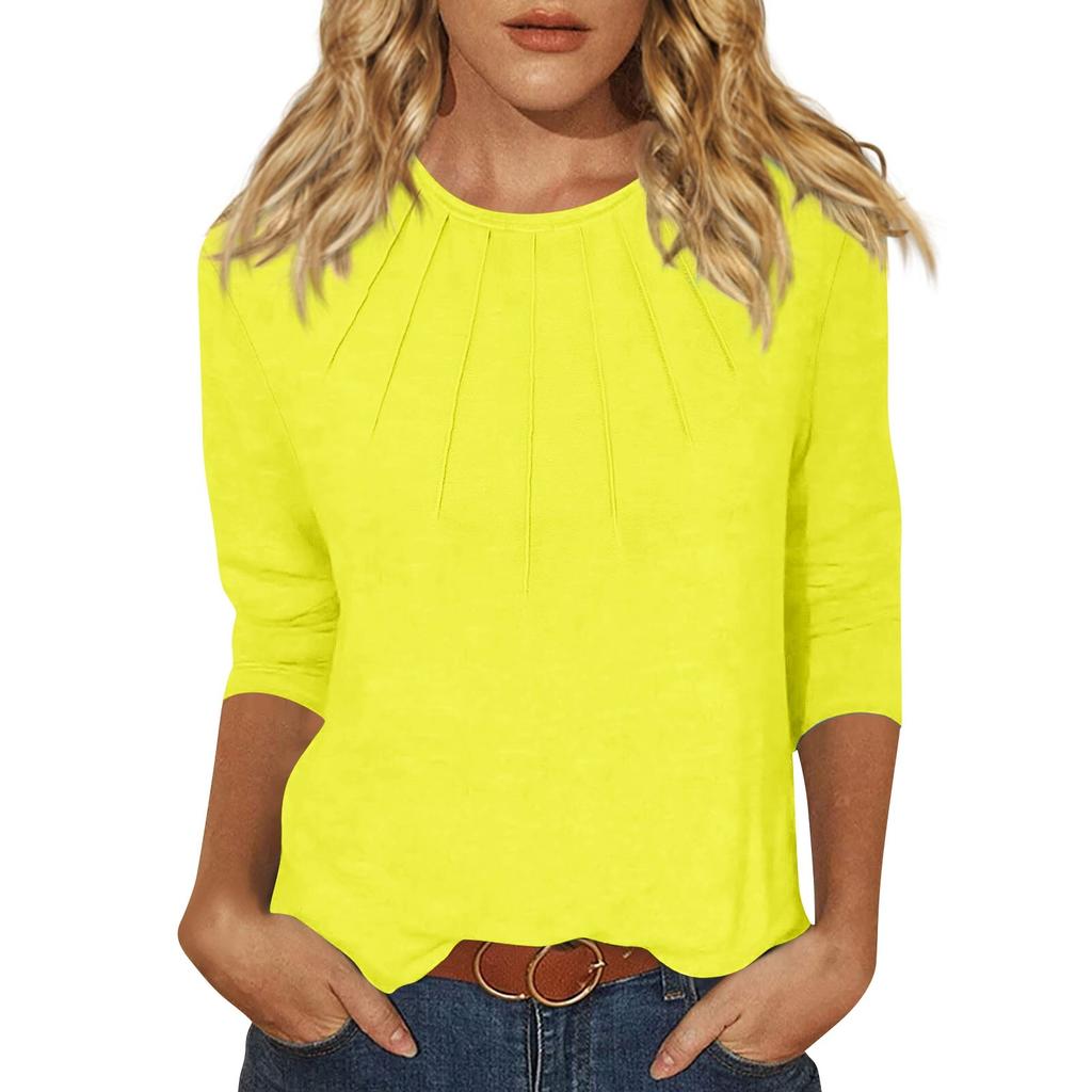Women's Fashion Daily Versatile Casual O-Neck Three Quarter Sleeve Top