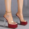 Women's Transparent One-Strap High-Heeled Crystal Slippers, Outer-Wear Casual Shoes, Sizes 5-11 US, LFD-3640-1