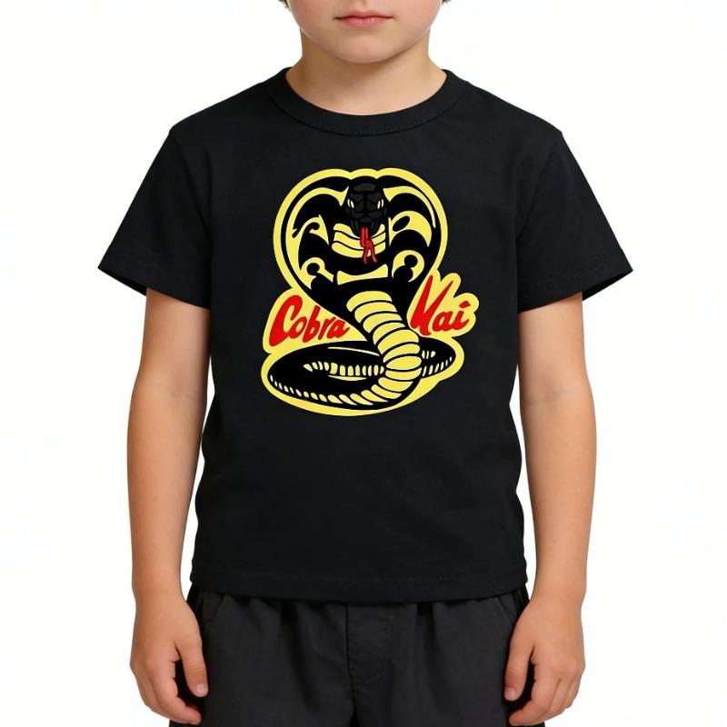 Kids Tshirt Short Sleeve Cobra Kai Print Top Girls Boys Summer New Clothes Children's Adults Parent Child Cotton T Shirts