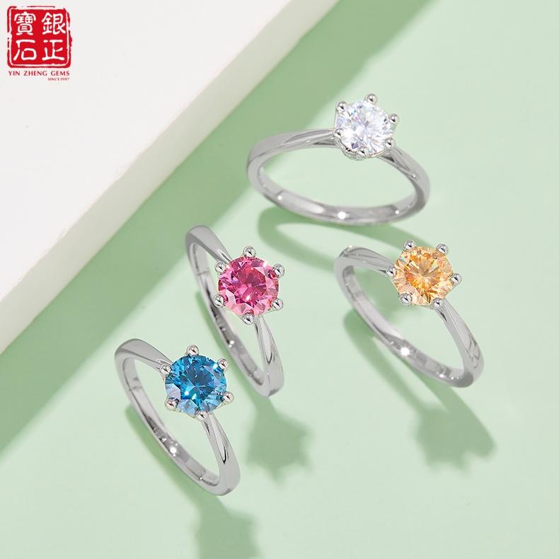 Women's Luxury Round Brilliant Cut Moissanite Engagement Ring with Prong Setting 1CT D Color Sterling Silver Rhodium Plated