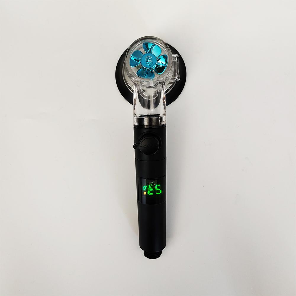 3 Modes LED Digital Temperature Display Turbo Fan Shower Head High Pressure Water Saving Spray SPA Filter Bathroom Accessories